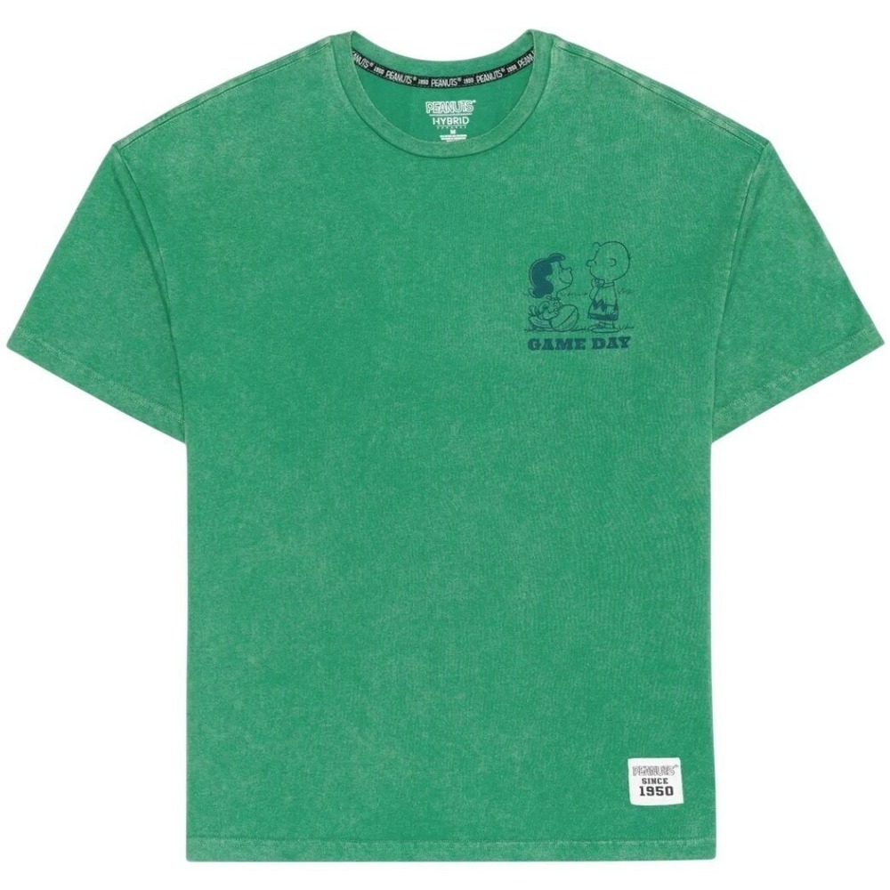 Peanuts Charlie &‎ Lucy Boyfriend Short Sleeve Graphic T-Shirt Green, XS
